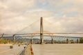 A large bridge spanning vancouver's fraser river Royalty Free Stock Photo