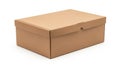 Large brown cardboard box with a hinged lid ready for shipping or storage Royalty Free Stock Photo