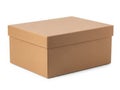A large brown cardboard box with a lid sitting on a white background Royalty Free Stock Photo