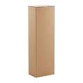 Large brown cardboard box standing upright against a white background Royalty Free Stock Photo