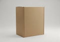 Large brown cardboard box standing upright on a plain surface Royalty Free Stock Photo