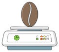 Large brown coffee bean precisely weighed on modern digital kitchen scale illustration Royalty Free Stock Photo