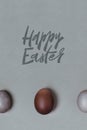 Large brown egg between small gray. easter minimalistic concept