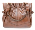 Large brown ladies handbag, isolated Royalty Free Stock Photo