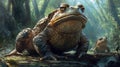 Large Brown Toad in Lush Green Forest Royalty Free Stock Photo