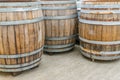 Large brown wooden barrels or wine vats Royalty Free Stock Photo