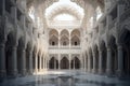 A large building Islamic palace with columns and arches