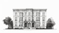 Architectural Sketch Of Italianate Style Building: Realistic And Hyper-detailed Renderings