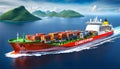 a large bulk carrier delivers cargo, transport and logistics flows and the delivery of large cargo by sea,