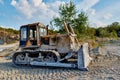 large bulldozer digging earth gravel and geology vehicle