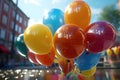 a large bunch of colored balloons