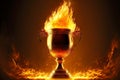 Large burning goblet with flames golden cup