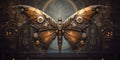 A large butterfly with gears on its wings. Generative AI image.