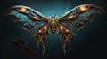 A large butterfly with glowing eyes and wings, AI