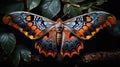 a large butterfly sitting on top of a leaf covered tree. generative ai Royalty Free Stock Photo
