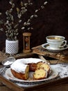 Large cake and twigs of willow