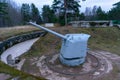 Large-caliber railway artillery gun. Fort Red Hill, Krasnaya Gorka, Leningrad. Maritime railway artillery. Soviet weapons