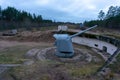 Large-caliber railway artillery gun. Fort Red Hill, Krasnaya Gorka, Leningrad. Maritime railway artillery. Soviet weapons
