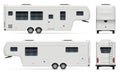 Large camping trailer vector illustration view from side, front, back