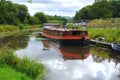 Large canal boat on the Leeds Liverpool canal.