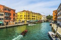 Large Canal Rio Novo Boats Restaurants Venice Italy