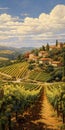 Italian Vineyard Landscape Painting With Dalhart Windberg Style