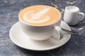 Large cappuccino Cup on a grey background Royalty Free Stock Photo