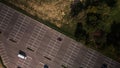 Large car park. There are few cars on it, a lot of free parking spaces. Aerial photography Royalty Free Stock Photo