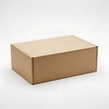 A large cardboard box with a flat top and bottom sitting on a plain background Royalty Free Stock Photo