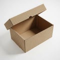 A large cardboard box with its lid open, revealing an empty interior Royalty Free Stock Photo