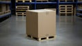 Large Cardboard Box on Pallet, Warehouse Storage, Logistics, Shipping, Distribution, Inventory Royalty Free Stock Photo