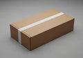 A large cardboard box with a single white strip of tape running along its center Royalty Free Stock Photo