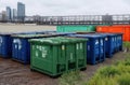 Large cargo containers in different colors Royalty Free Stock Photo
