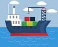 Large cargo ship with cargo and crane Royalty Free Stock Photo