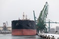 Large cargo ship in a dock at port Royalty Free Stock Photo