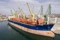 Large cargo ship in a dock at port Royalty Free Stock Photo