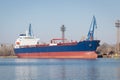 Large cargo ship in a dock at port Royalty Free Stock Photo