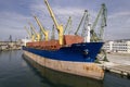 Large cargo ship in a dock at port Royalty Free Stock Photo