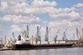 Large cargo ship in a dock at port Royalty Free Stock Photo