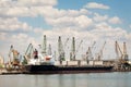 Large cargo ship in a dock at port Royalty Free Stock Photo