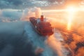 Large Cargo Ship in the Middle of the Ocean