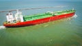 Large cargo ship sailing in the open waters of the Texas coast. Port Aransas, Corpus Christi Channel Royalty Free Stock Photo