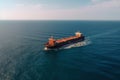 Large cargo ship sailing on the sea, view from the Drone Royalty Free Stock Photo