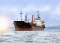 Large cargo ship at sea