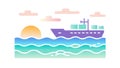 Large cargo ship at sunset, maritime trade scene, global logistics, vector design Generative AI Royalty Free Stock Photo