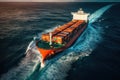 Large cargo ship transporting containers. Generative AI