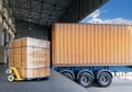 large cargo shipment pallet goods load with a truck