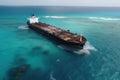 a large cargo tanker crashes at sea, generative AI.