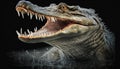 Large carnivorous reptile with sharp teeth underwater ,generative AI