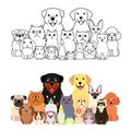 Large cartoon pet animals group set, full body